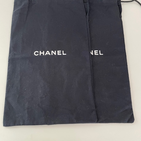 2 Black Chanel Shoe Dustbags Drawstring - Picture 3 of 5